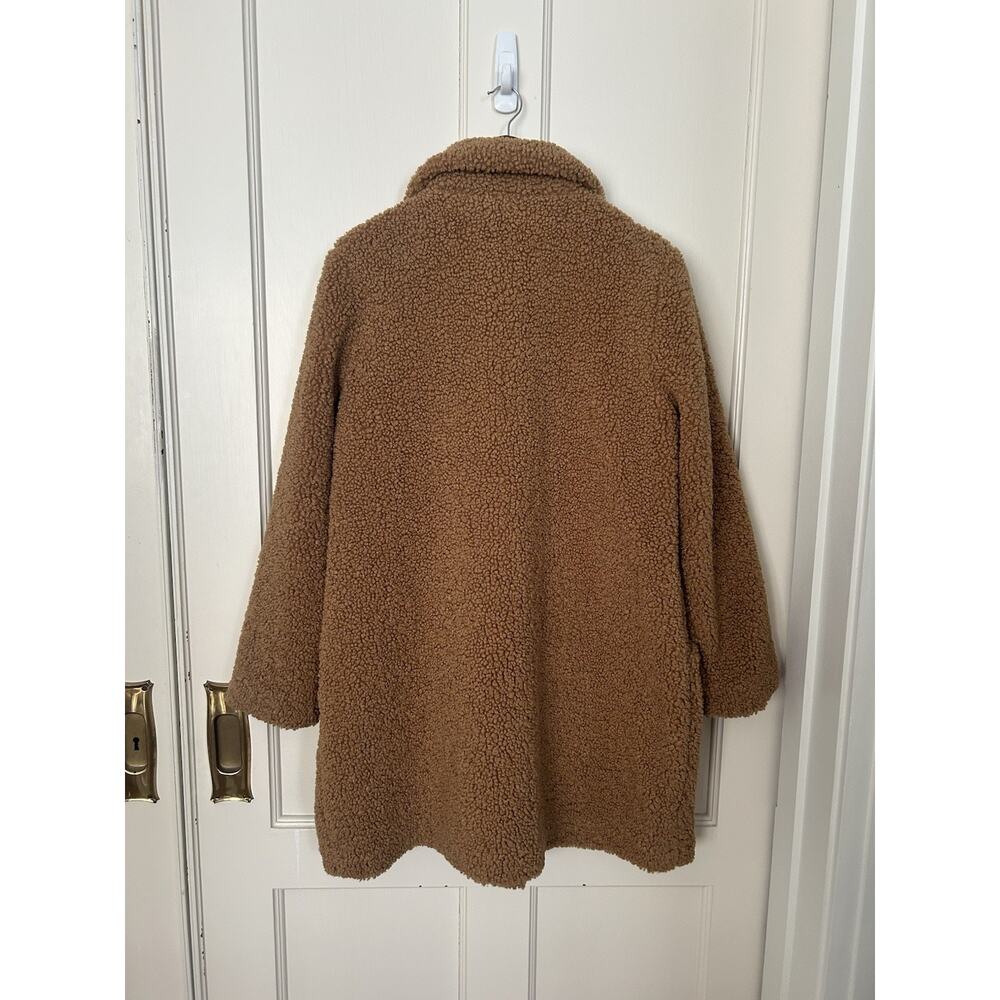 Nine West Fuzzy Teddy Double Breasted Coat Womens Size XL Brown Cozy Warm - Picture 3 of 10